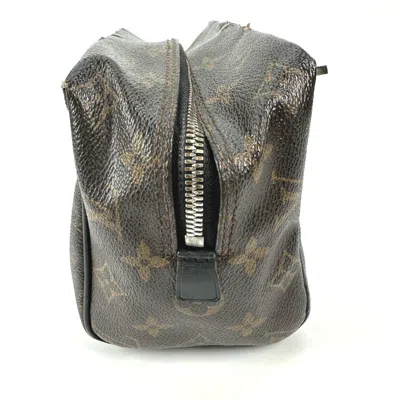 Pre-owned Louis Vuitton Black Brown Monogram Canvas Clutch Bag Pouch ()