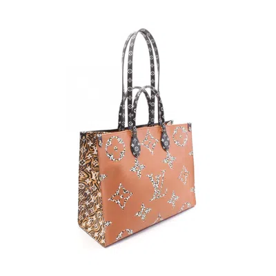 Pre-owned Louis Vuitton Black Brown White Coated Canvas Monogram Pvc Tote Bag ()