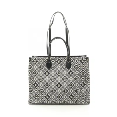 Pre-owned Louis Vuitton Black Gray Canvas Leather Tote Bag ()