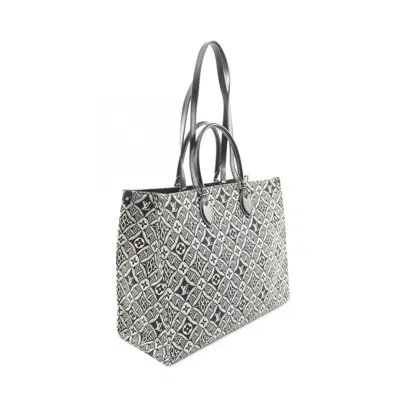 Pre-owned Louis Vuitton Black Gray Canvas Leather Tote Bag ()