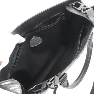 Pre-owned Louis Vuitton Black Gray White Coated Canvas Leather Tote Bag ()