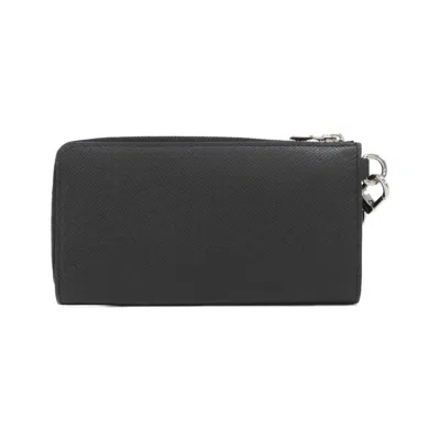 Pre-owned Louis Vuitton Black Taiga Leather Long Wallet (bi-fold) ()