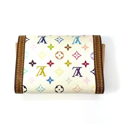 Pre-owned Louis Vuitton Blanc Multi-color White Monogram Multicolore Canvas Coin Purse/coin Case ()