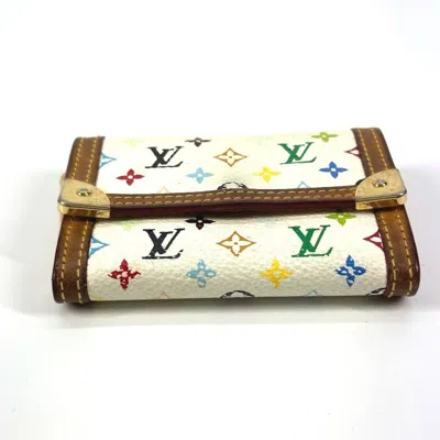 Pre-owned Louis Vuitton Blanc Multi-color White Monogram Multicolore Canvas Coin Purse/coin Case ()