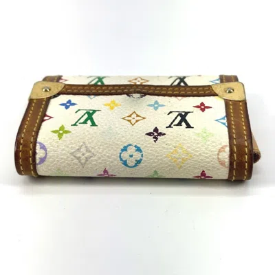 Pre-owned Louis Vuitton Blanc Multi-color White Monogram Multicolore Canvas Coin Purse/coin Case ()