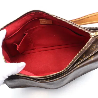 Pre-owned Louis Vuitton Brown Coated Canvas Leather Shoulder Bag ()