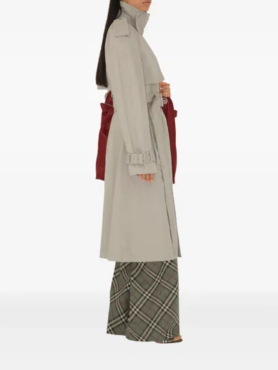 Burberry Long Cotton Trench Coat In Heron