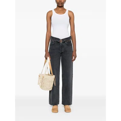 Agolde Echo Tapered Foldover Jeans In Zephyr