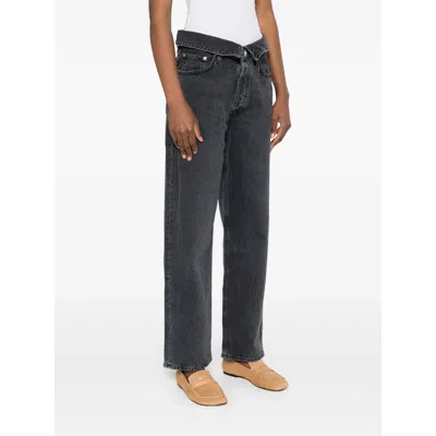 Agolde Echo Tapered Foldover Jeans In Zephyr