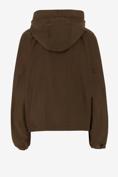 Aspesi Brown Nylon Jacket With Adjustable Hood In Brown