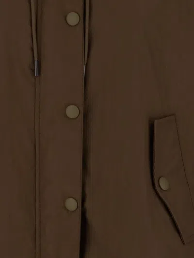 Aspesi Brown Nylon Jacket With Adjustable Hood In Brown