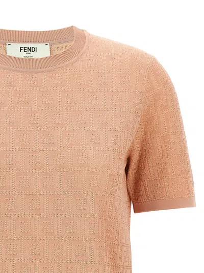 Fendi Peach Crewneck Cropped T-shirt