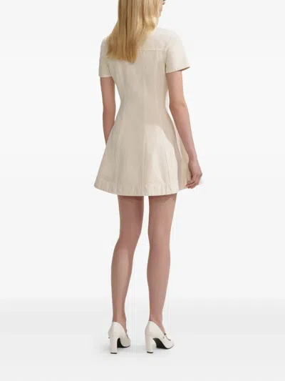 Self-portrait Structured Beige Dress With Classic Collar And Flap Pockets In Neutral