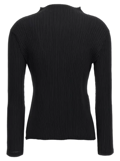 Issey Miyake Black Hatching Pleats Top