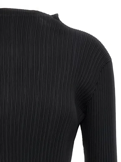 Issey Miyake Black Hatching Pleats Top