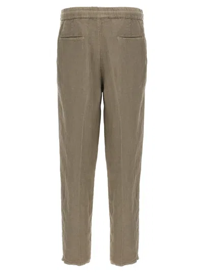 Brunello Cucinelli Garment-dyed Linen Trousers With Adjustable Waist