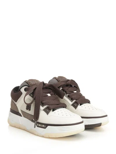 Amiri Brown Low Top Sneakers With Logo Detail On The Side And Mesh Panels In Brown