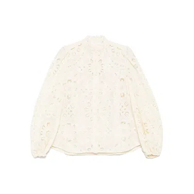 Zimmermann Floral-embroidered Shirt In White