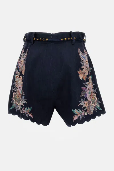 Zimmermann Rhiannon Tuck Shorts In Blue