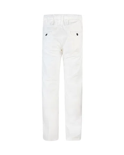Eleventy Men White Pants With Elastic Drawstring Waist And Tapered Leg In Cotton Blend Stretch Woman