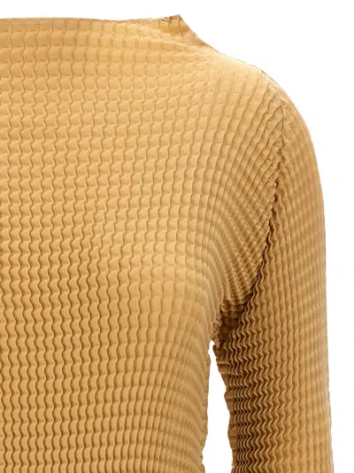 Issey Miyake Suede Like Pleats Shirt And Blouse Beige In Brown