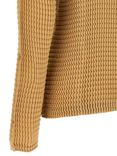 Issey Miyake Suede Like Pleats Shirt And Blouse Beige In Brown
