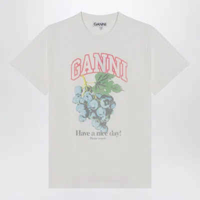 Ganni Grape Print Crew Neck Short Sleeve Top