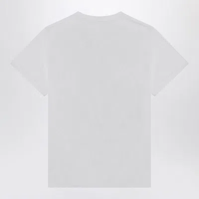 Ganni White T-shirt With Print And Logo Lettering On The Front In Cotton Woman