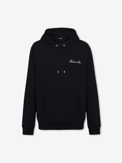 Balmain Signature Hooded Sweatshirt In Black