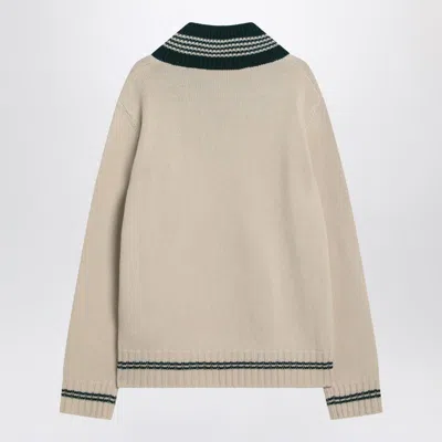 Valentino Butter-coloured Sweater With Le Chien De La Maison Embroidery In Nude