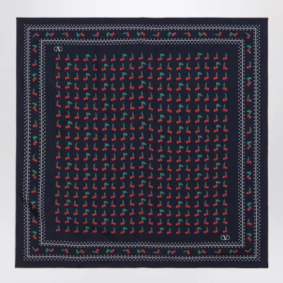 Valentino Garavani Cherryfic Silk Square Scarf In Blue