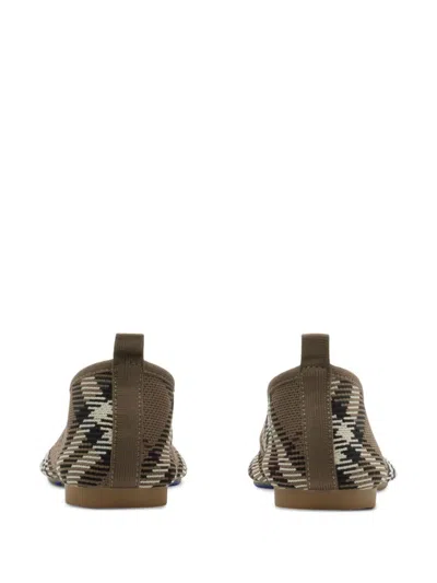 Burberry Knit Baby Nylon Blend Ballerinas With Knitted Traditional Check