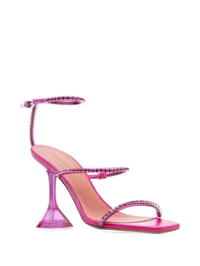 Shop Amina Muaddi Gilda Glass Heel Sandals