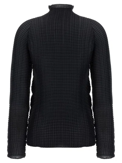 Issey Miyake Black Wooly Pleats Blouse