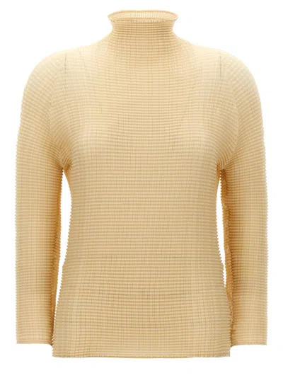 Issey Miyake Womens 40-light Beige Pleated High-neck Woven Top