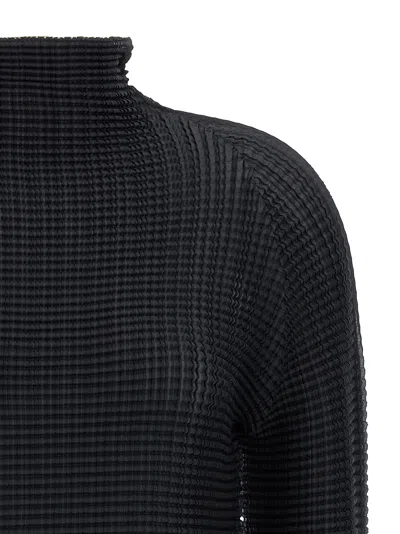 Issey Miyake Black Wooly Pleats Blouse