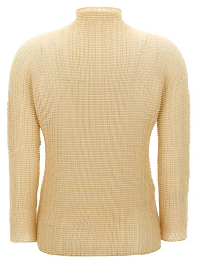 Issey Miyake Womens 40-light Beige Pleated High-neck Woven Top