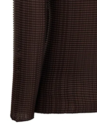 Shop Issey Miyake Wooly Pleats-56 Shirt And Blouse Brown