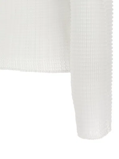 Issey Miyake White Wooly Pleats-56 Blouse In White