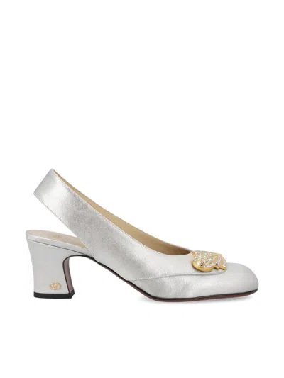 Valentino Garavani Adamantine Slingback Pumps In Glitter Fabric 60mm Woman Silver 39.5