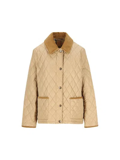 Burberry Padded Jackets With Corduroy Collar In Neutral