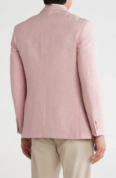 Gino Vitale Slim Fit Solid Linen Blend Blazer In Pink