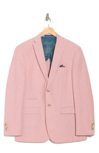 Gino Vitale Slim Fit Solid Linen Blend Blazer In Pink