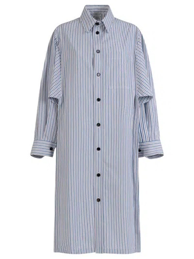 Bottega Veneta Striped Cotton Dress With Long Cuffed Sleeves