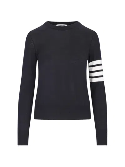 Thom Browne Crewneck Wool Sweater With Signature Stripes
