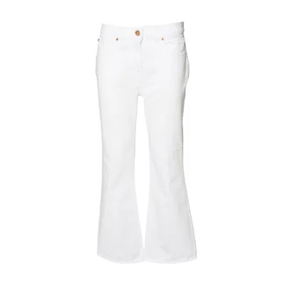 Aspesi White Cotton Denim Straight Trousers