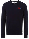 Comme Des Garçons Play Dual Signature Logo Wool Sweater In Navy