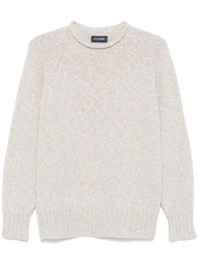 Drumohr Lambswool Crew Neck Sweater With Marl Knit