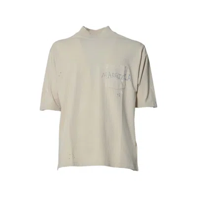 Maison Margiela Sand Cotton T-shirt With Graffiti Logo In White