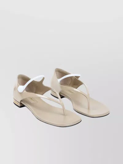 Miu Miu Calf Leather Sandals Ankle Strap